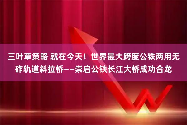 三叶草策略 就在今天！世界最大跨度公铁两用无砟轨道斜拉桥——崇启公铁长江大桥成功合龙